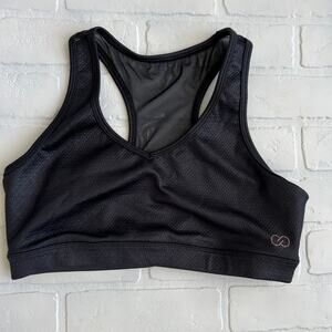 CALIA Black Sports Bra Embossed Texture with Mesh Back- sz M